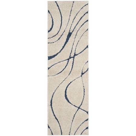 Safavieh 2 ft.3 in. x 7 ft. Shag Power Loomed Runner RugCream & Blue SG471-1165-27